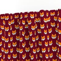 Colorful retro foxes fun kids illustration woodland theme maroon red orange