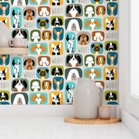 Doggie Portrait Gallery / Light Grey Linen Texture Background / Large Scale