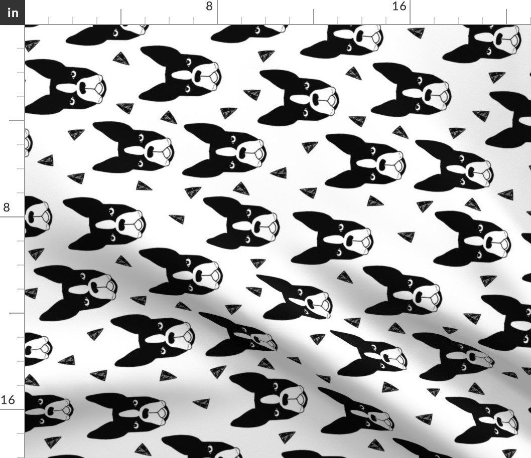 boston terriers // railroad kids black and white fabric dog breed dog  breed fabric