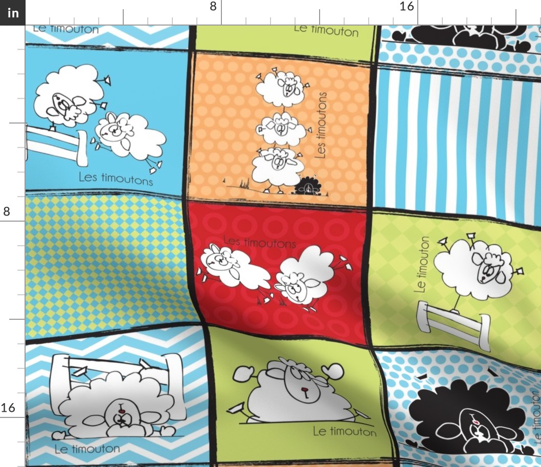 Patchwork with black and white sheeps