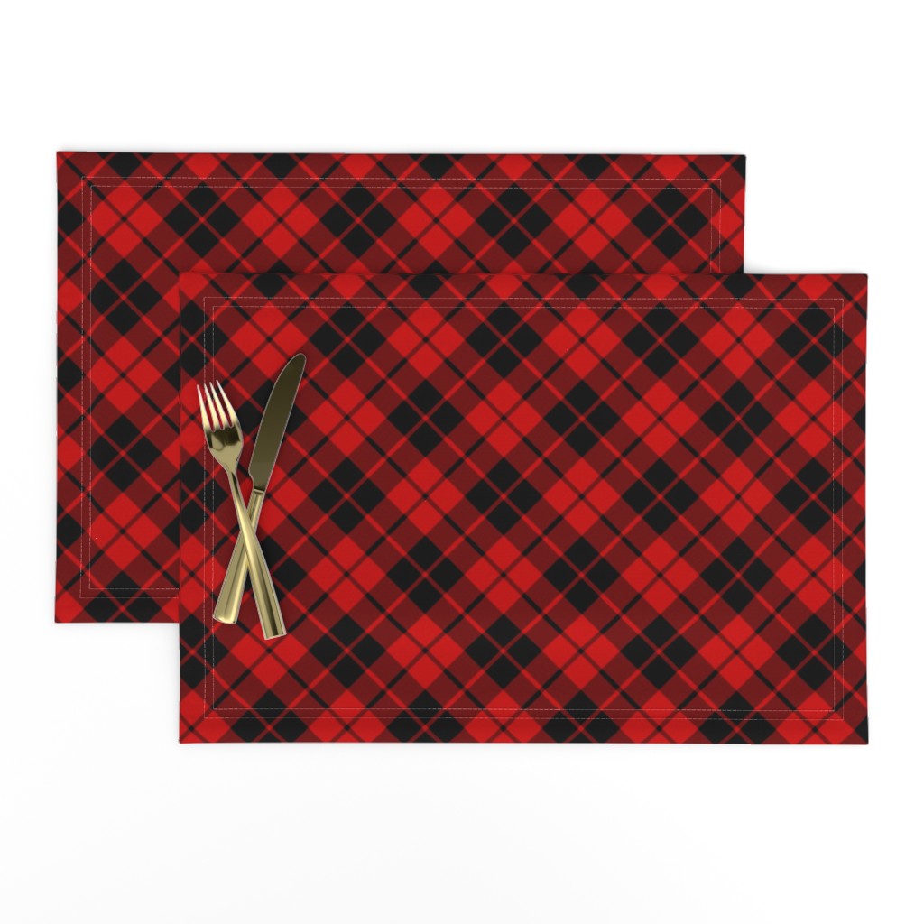 black and crimson diagonal tartan