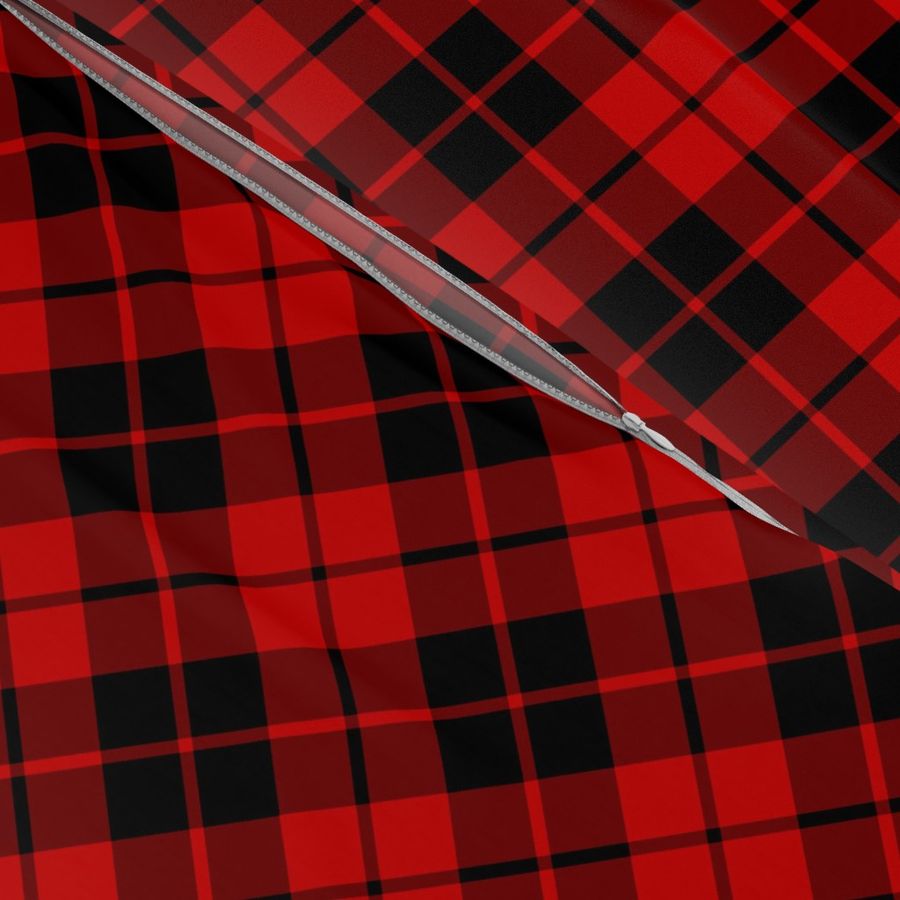 black and crimson diagonal tartan