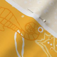 Bright Orangey Yellow Seahorse & Kelp Pattern