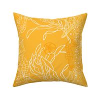 Bright Orangey Yellow Seahorse & Kelp Pattern