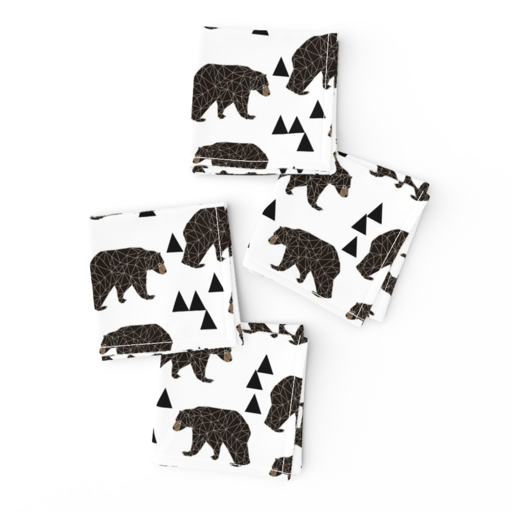 geometric bear // white trendy minimal cool scandinavian kids designs for trendy kids black and white design with triangles 