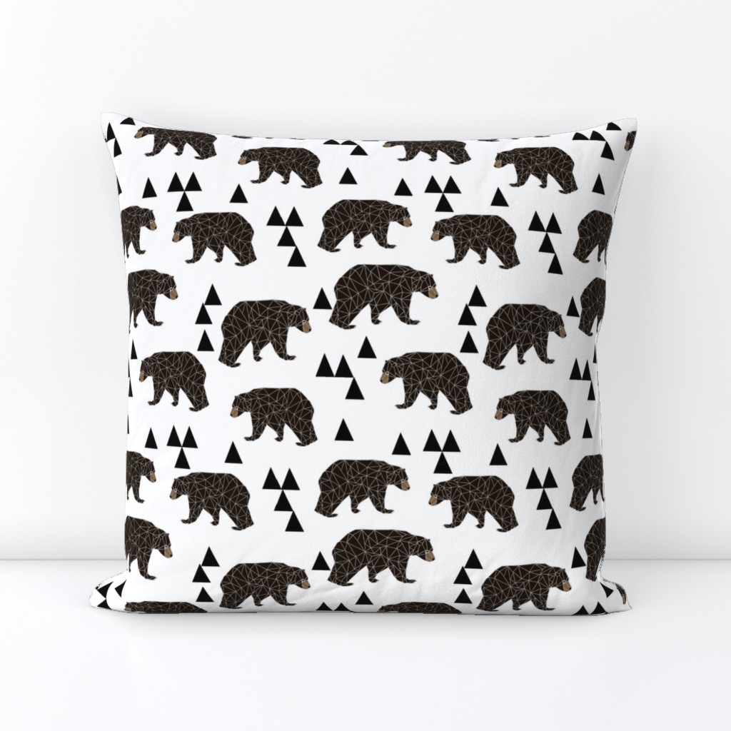 geometric bear // white trendy minimal cool scandinavian kids designs for trendy kids black and white design with triangles 