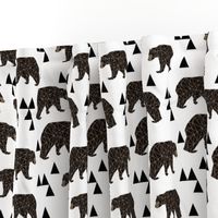 geometric bear // white trendy minimal cool scandinavian kids designs for trendy kids black and white design with triangles 