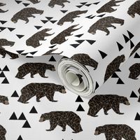 geometric bear // white trendy minimal cool scandinavian kids designs for trendy kids black and white design with triangles 