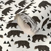 geometric bear // white trendy minimal cool scandinavian kids designs for trendy kids black and white design with triangles 