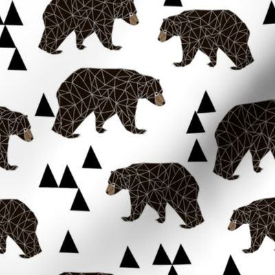 geometric bear // white trendy minimal cool scandinavian kids designs for trendy kids black and white design with triangles 