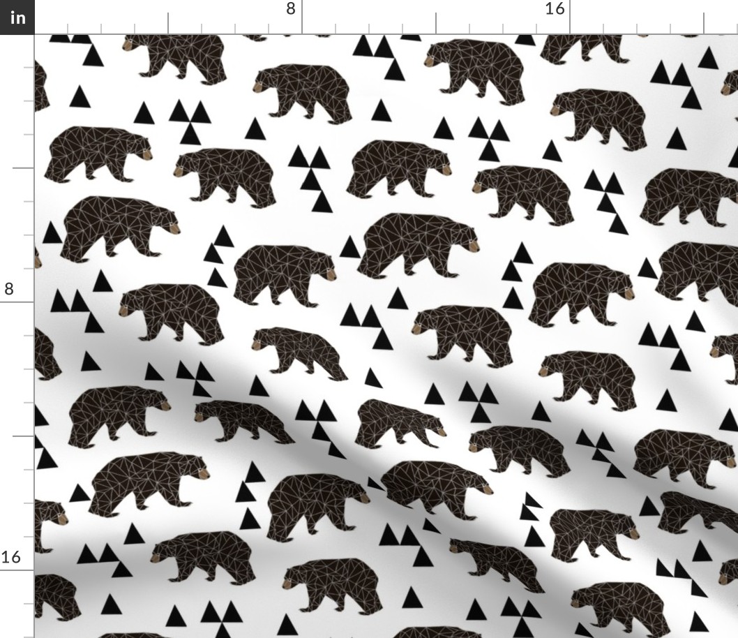 geometric bear // white trendy minimal cool scandinavian kids designs for trendy kids black and white design with triangles 