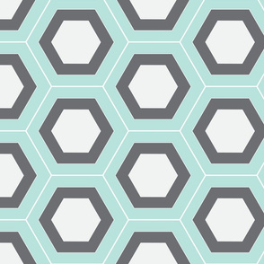Layered Hexagons Seafoam Gray