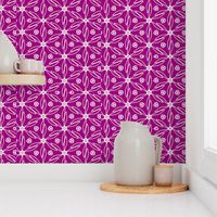 Medium Red Violet - White Line Sketched Flowers