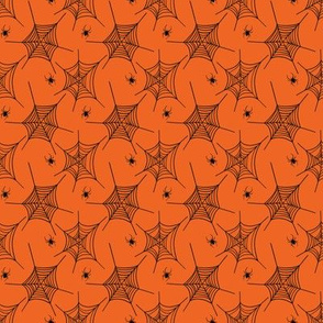 (small scale) Spider Webs on Orange // Halloween Collection