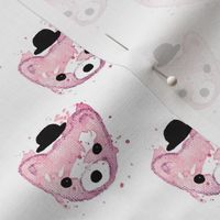 Watercolor hipster grizzly bears cute illustration for kids soft pink for girls