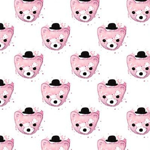 Watercolor hipster grizzly bears cute illustration for kids soft pink for girls