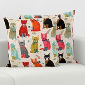 kittens in mittens // sand light knitting crafty fabrics for cat ladies