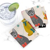 kittens in mittens // sand light knitting crafty fabrics for cat ladies