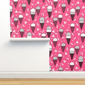 ice cream party // bright pink mini tropical summer ice cream food pattern illustraiton