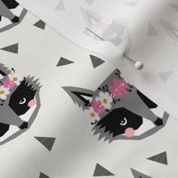 raccoon cream flowers spring girly