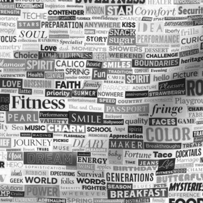 Ransom Note (Black & White Nouns) || cut paper word collage