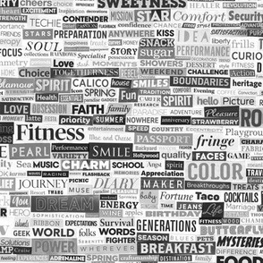 Ransom Note (Black & White Nouns) || cut paper word collage