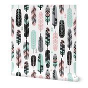 feathers pink and mint southwest boho kids cute nursery pink and mint baby design