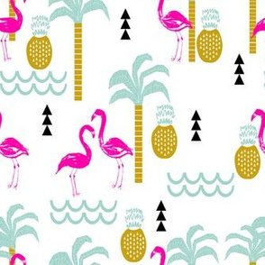flamingo tropical palm tree pineapple summer beach trendy cute kids 