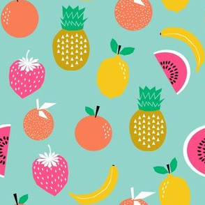 fruit summer mint strawberry pineapple bananas