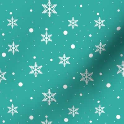 Christmas Holiday Winter Snow Pattern On Glacier Blue