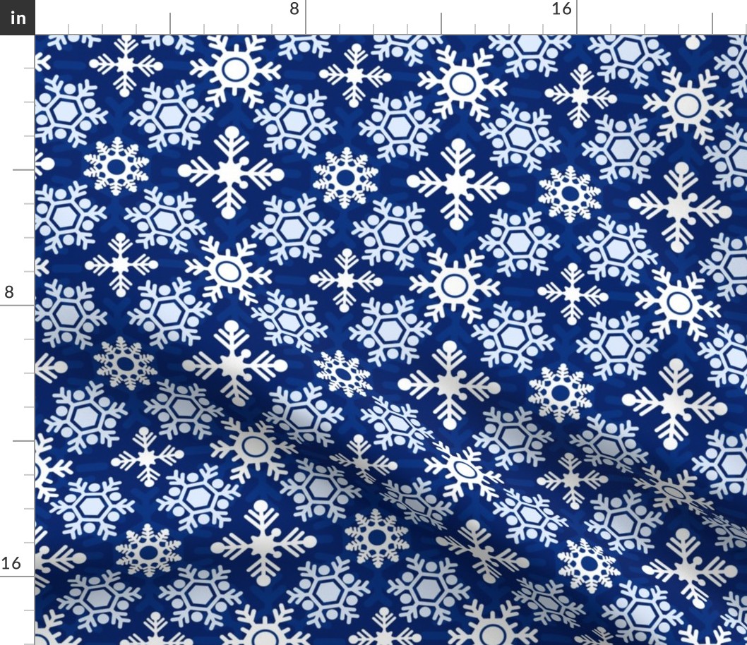 Christmas Holiday Winter Snow Pattern On Glacier Blue