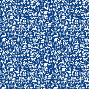 Christmas Holiday Pattern on Blue