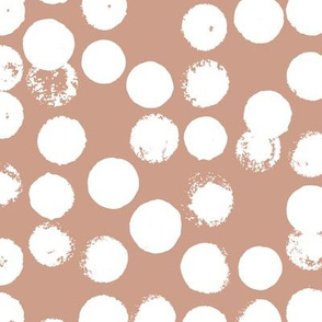 Pastel love brush circles and large dots and spots hand drawn ink illustration pattern scandinavian style in beige