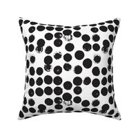 Pastel love brush circles and large dots and spots hand drawn ink illustration pattern scandinavian style in black and white