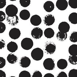 Pastel love brush circles and large dots and spots hand drawn ink illustration pattern scandinavian style in black and white