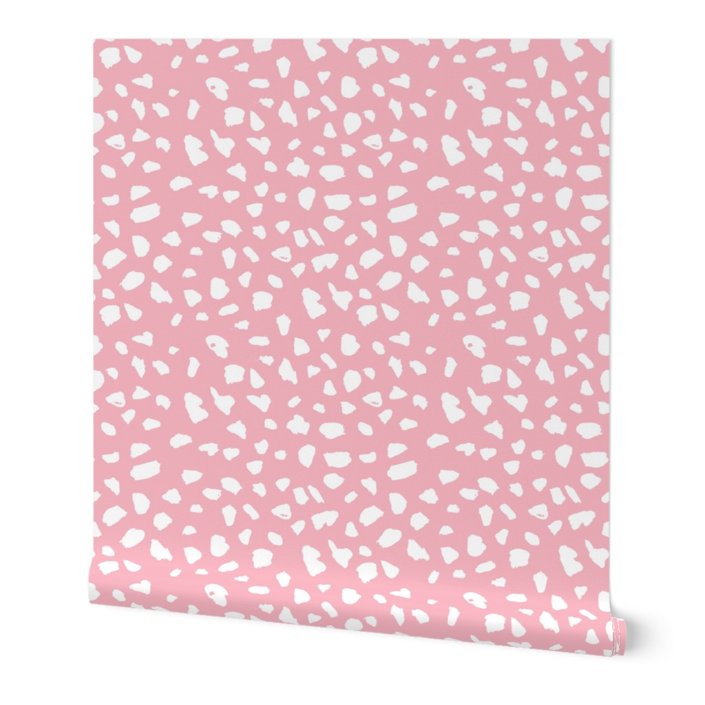 Pastel love brush spots and ink dots hand drawn modern illustration pattern scandinavian style pattern in soft pink