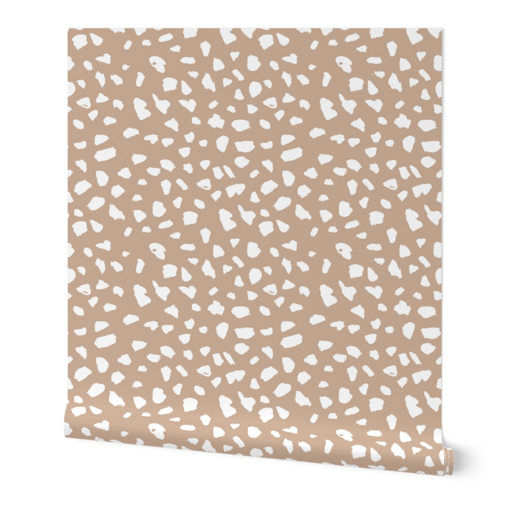 Pastel love brush spots and ink dots hand drawn modern illustration pattern scandinavian style pattern in beige