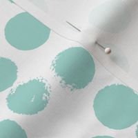 Pastel love brush circles and large dots and spots hand drawn ink illustration pattern scandinavian style in soft mint