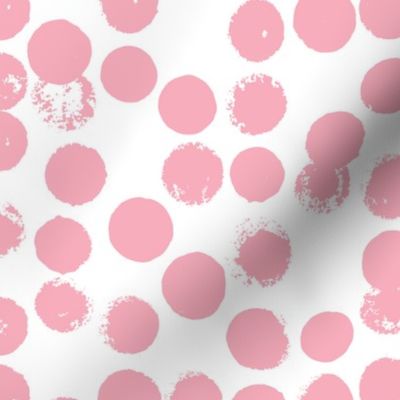 Pastel love brush circles and large dots and spots hand drawn ink illustration pattern scandinavian style in soft pink