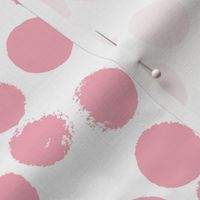 Pastel love brush circles and large dots and spots hand drawn ink illustration pattern scandinavian style in soft pink