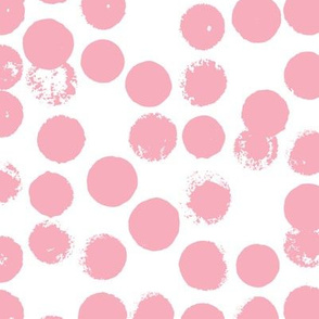 Pastel love brush circles and large dots and spots hand drawn ink illustration pattern scandinavian style in soft pink