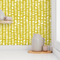 Pastel love brush sprinkles strokes stripes and spots hand drawn ink illustration pattern scandinavian style in mustard yellow