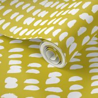 Pastel love brush sprinkles strokes stripes and spots hand drawn ink illustration pattern scandinavian style in mustard yellow