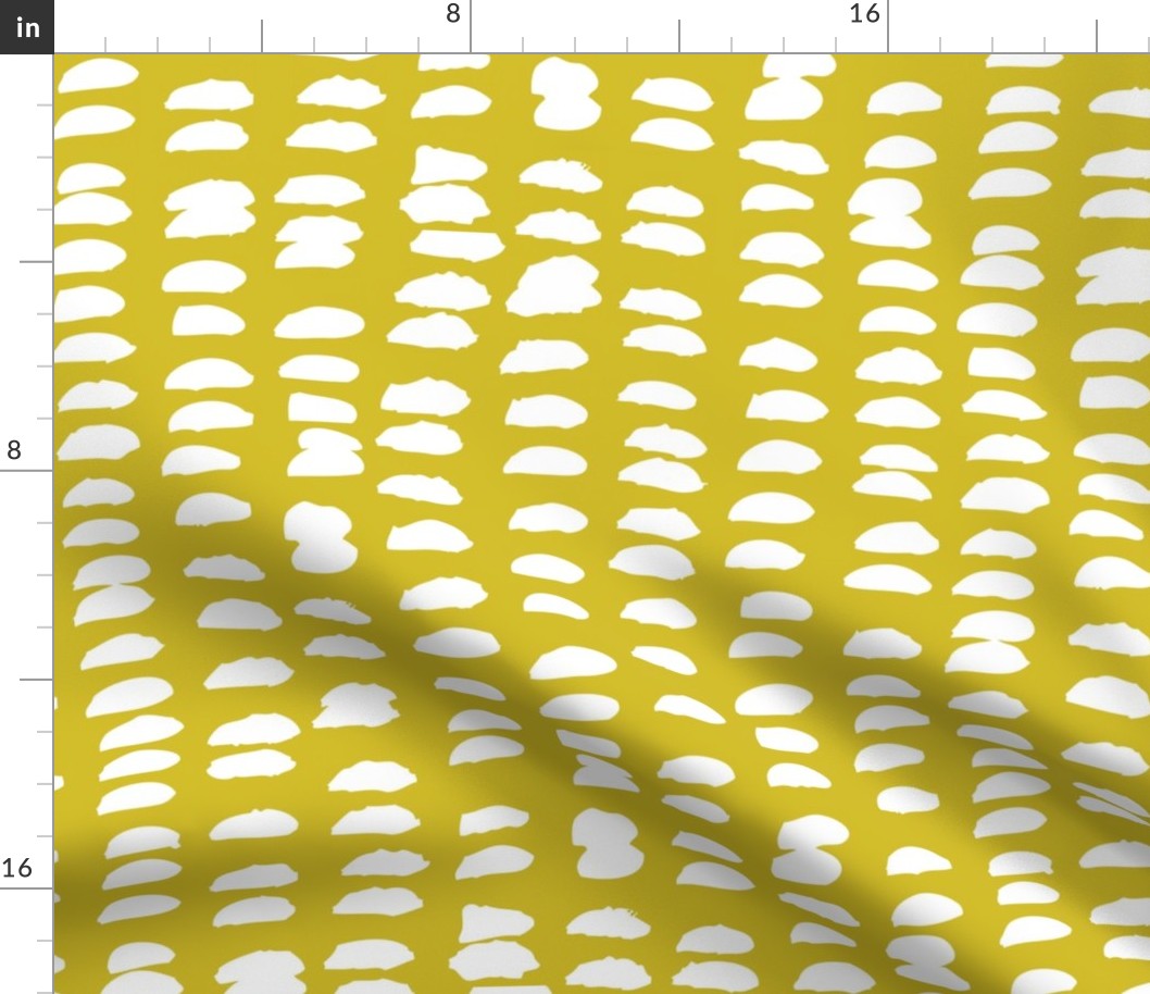 Pastel love brush sprinkles strokes stripes and spots hand drawn ink illustration pattern scandinavian style in mustard yellow