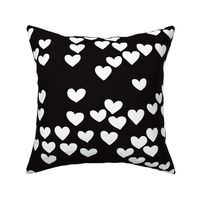 Pastel love hearts tossed hand drawn illustration pattern scandinavian style in neutral black and white