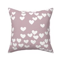 Pastel love hearts tossed hand drawn illustration pattern scandinavian style in violet