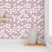 Pastel love hearts tossed hand drawn illustration pattern scandinavian style in violet