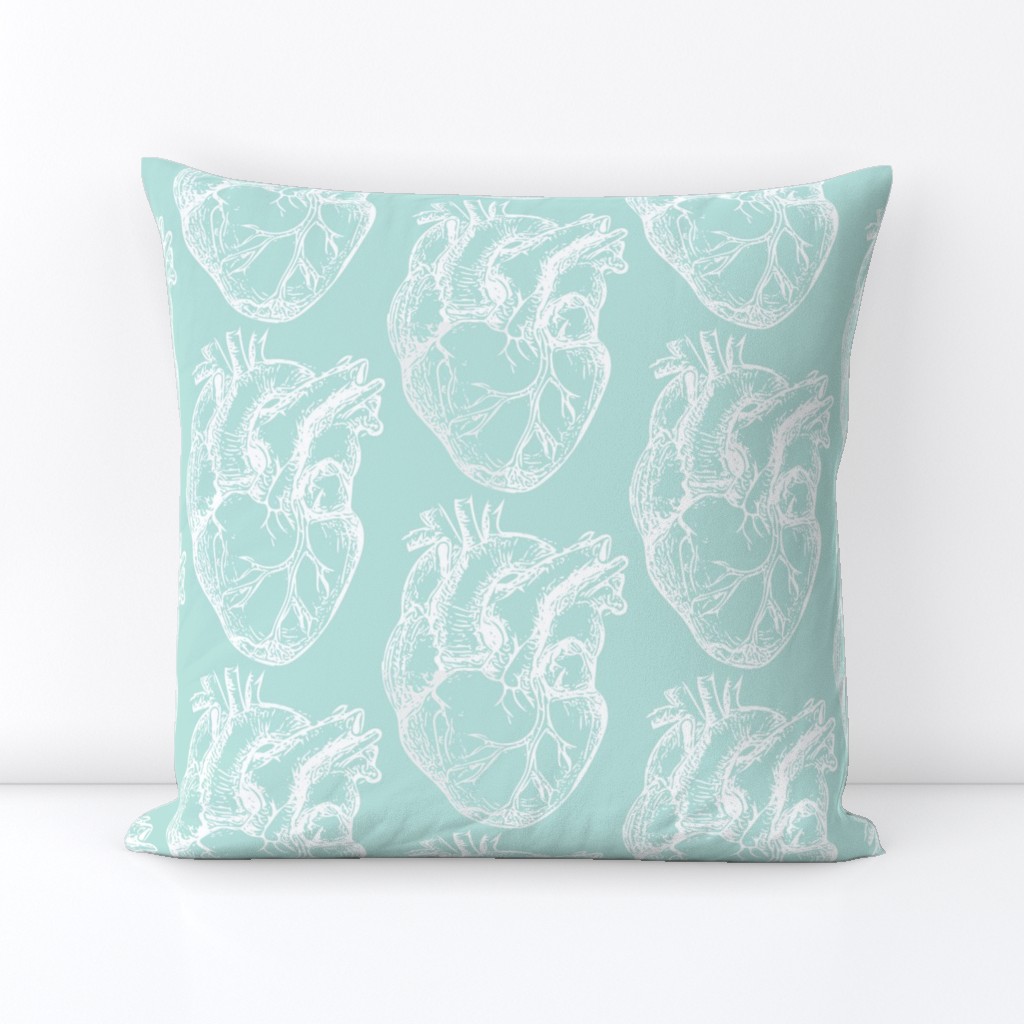 Hearts Anatomical White on Seafoam