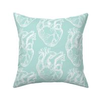 Hearts Anatomical White on Seafoam