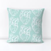 Hearts Anatomical White on Seafoam